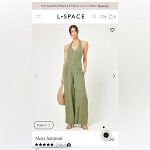 L*Space Sage Green Button-Front Alena Jumpsuit